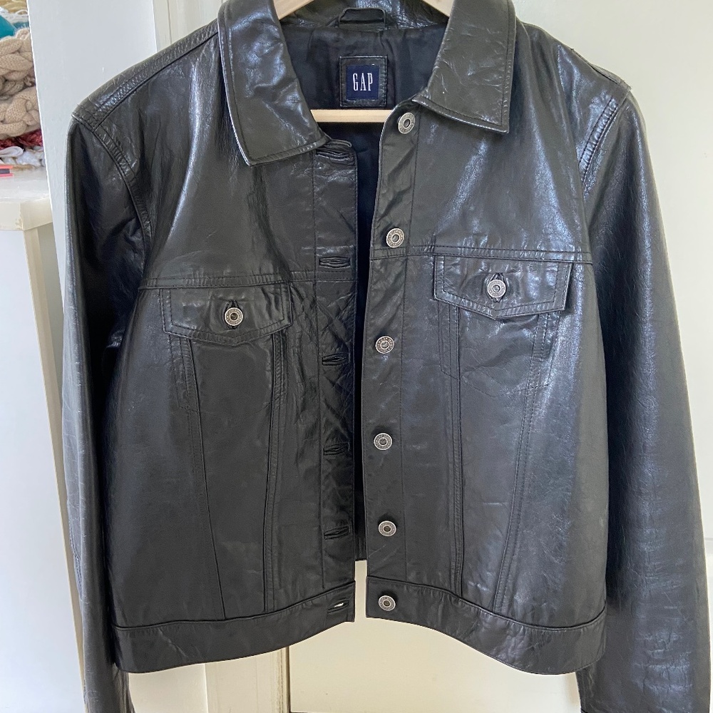 Gap Vintage Leather Bomber Jacket L
